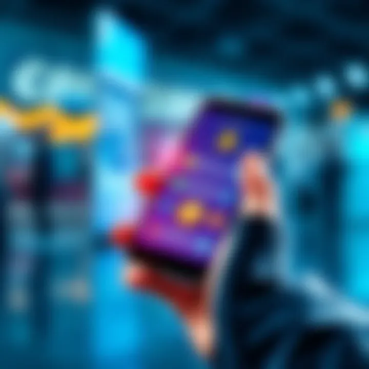 Person holding a smartphone with crypto symbols and cash icons, showing tips for claiming a crypto bonus