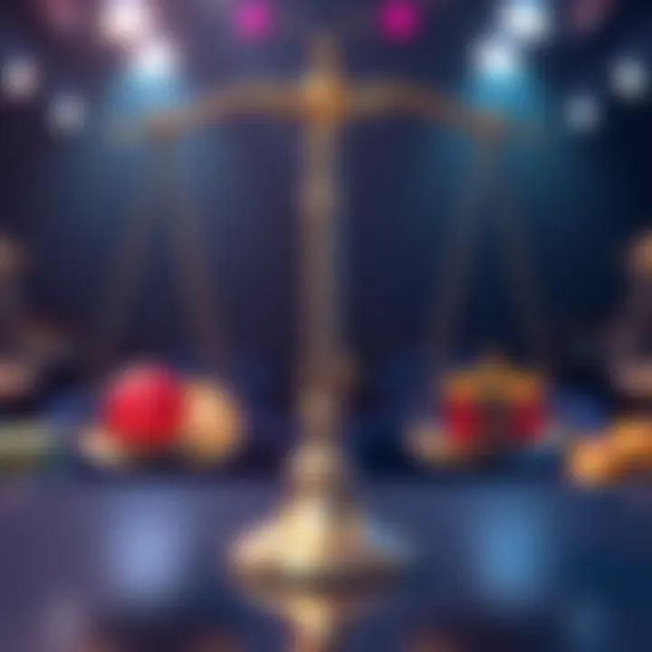 Illustration showing a scale weighing different crypto casino logos, depicting the best and worst options for players.