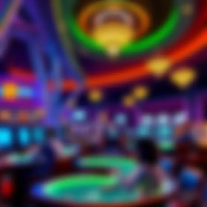 Kryptowährungs-Casino in Mexiko A vibrant image of a cryptocurrency casino in Mexico with colorful lights and excited players at gaming tables