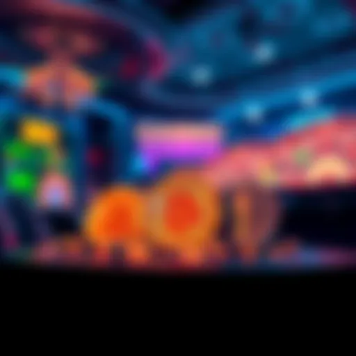 A vibrant graphic showing a digital casino with crypto symbols like Bitcoin and Ethereum in the foreground, illustrating safe gaming options.