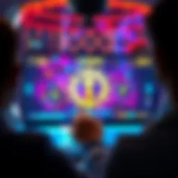 A person looking at a computer screen displaying a crypto casino game with symbols of fairness and transparency.