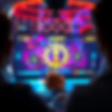 A person looking at a computer screen displaying a crypto casino game with symbols of fairness and transparency.