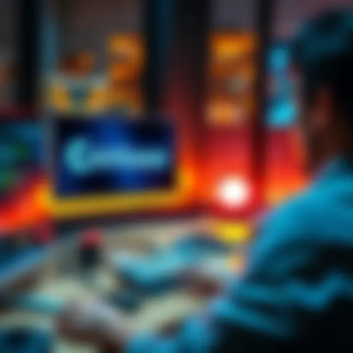 Crypto transactions explained A person using a computer to make secure cryptocurrency transactions, with logos of Coinbase and Stake visible on the screen.