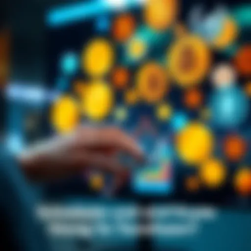 A person using a smartphone to send cryptocurrency, surrounded by different coin symbols representing various cryptocurrencies, showing speed and ease of transaction.