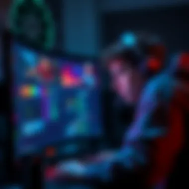 A gamer analyzing talent for sleeper picks in CS2 on a computer screen.