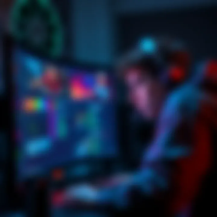 A gamer analyzing talent for sleeper picks in CS2 on a computer screen.