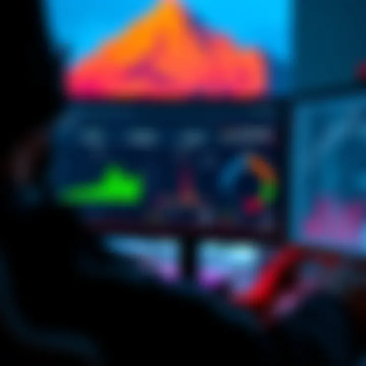 A gamer checking statistics for CS2 on a computer screen with charts and graphs visible