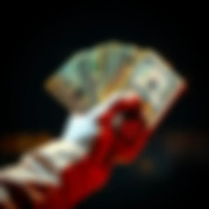 A hand holding cash with bonus labels around it, representing various offers