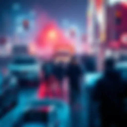 A visual representation of trending news articles and events with highlighted topics affecting society