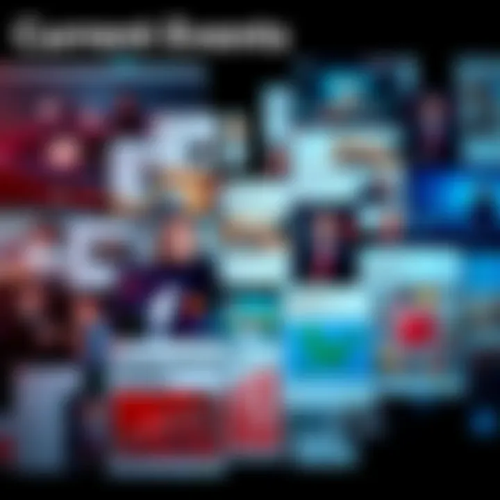 Current Events Overview A collage representing various current topics including news articles, social media posts, and graphs showing trends.