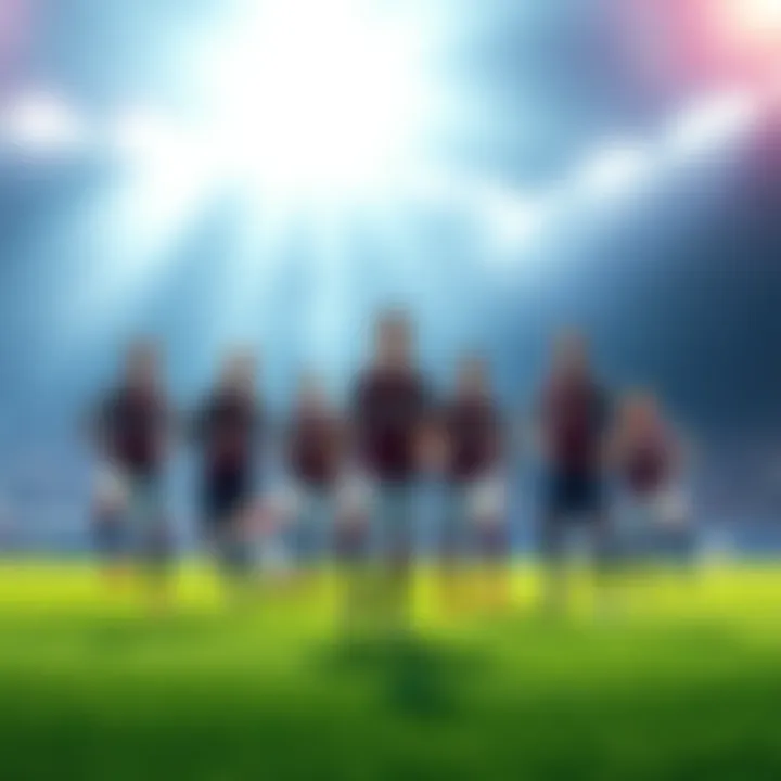 A graphic showing the current team formation with player positions and performance highlights.