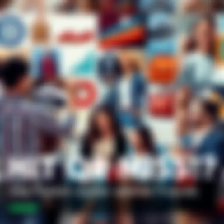 A collage of various popular trends being evaluated for their success, including fashion, technology, and food items. People discussing in a casual setting, analyzing charts and ratings.