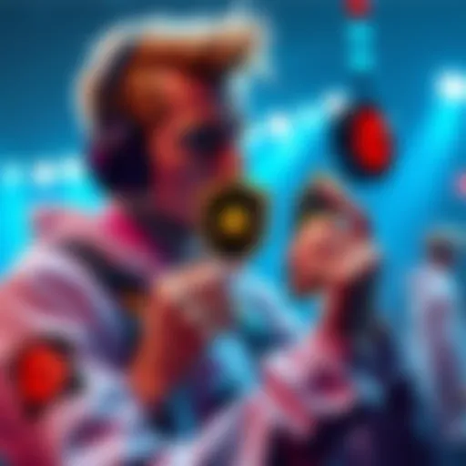 A player adjusting their achievement badge after winning a tournament