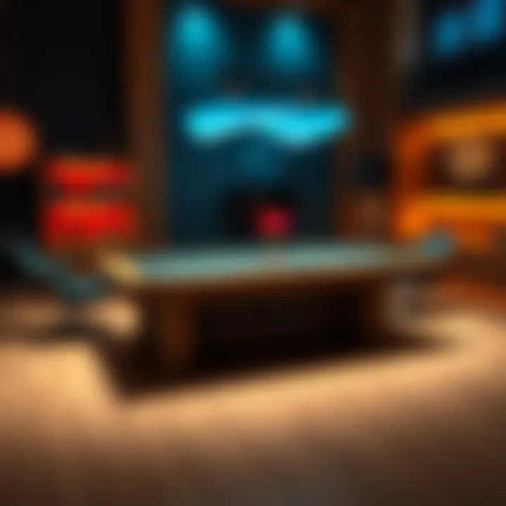 A stylish custom walnut table designed for gaming with unique features and cash prize streaming.