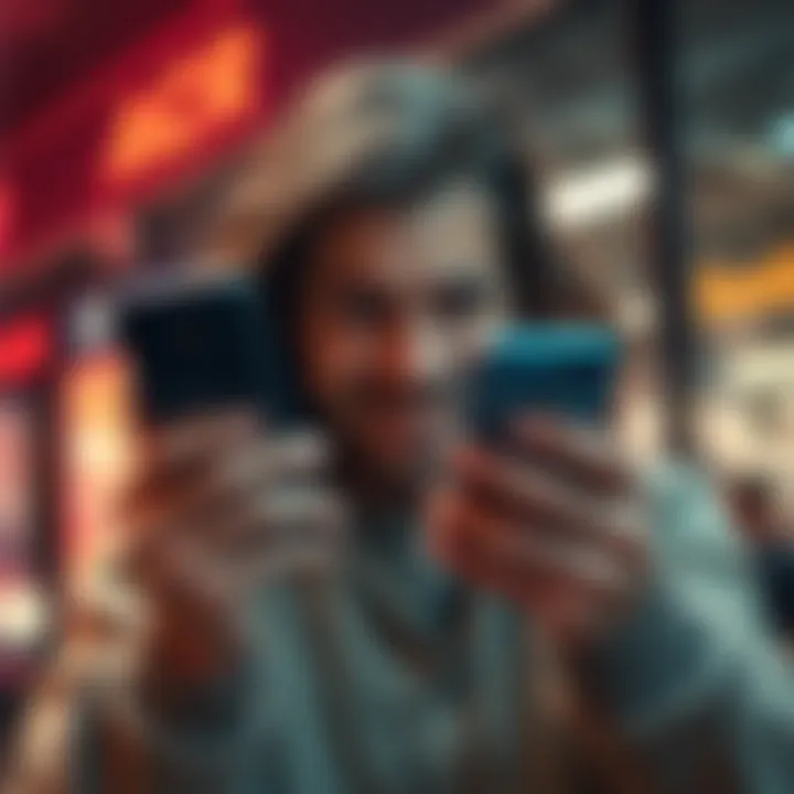 A frustrated customer showing a phone with transaction errors related to ACR for crypto transactions