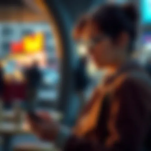 A frustrated person looking at their phone while waiting for a payment to be processed, illustrating disappointment in delayed transactions.