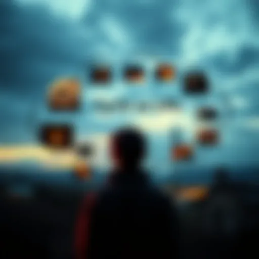 A person reflecting on life with a thought bubble showing repeated life events like missed opportunities and challenges