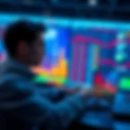 A person analyzing betting odds on a laptop with sports graphics in the background
