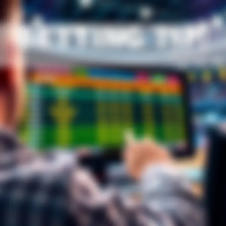 A person placing a bet on a sports game with a focus on odds displayed on a screen