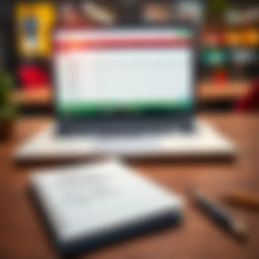A laptop on a table with betting odds displayed on the screen and a notepad with handwritten tips beside it.