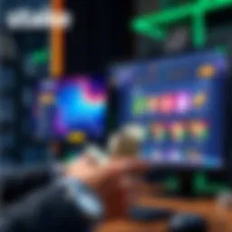 A person counting money and looking at a computer screen showing a gaming platform's daily bonus section.