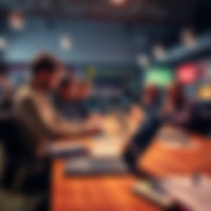 A group of people discussing football bets and strategies over a table with papers and laptops on February 20, 2026.