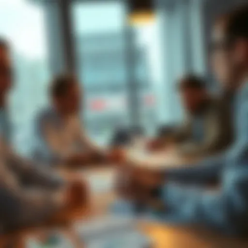 A group of people discussing football betting strategies with charts and notes on a table
