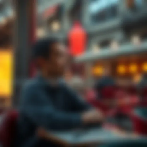 A person sitting in a cafe, looking out the window with a thoughtful expression, capturing the essence of everyday moments.