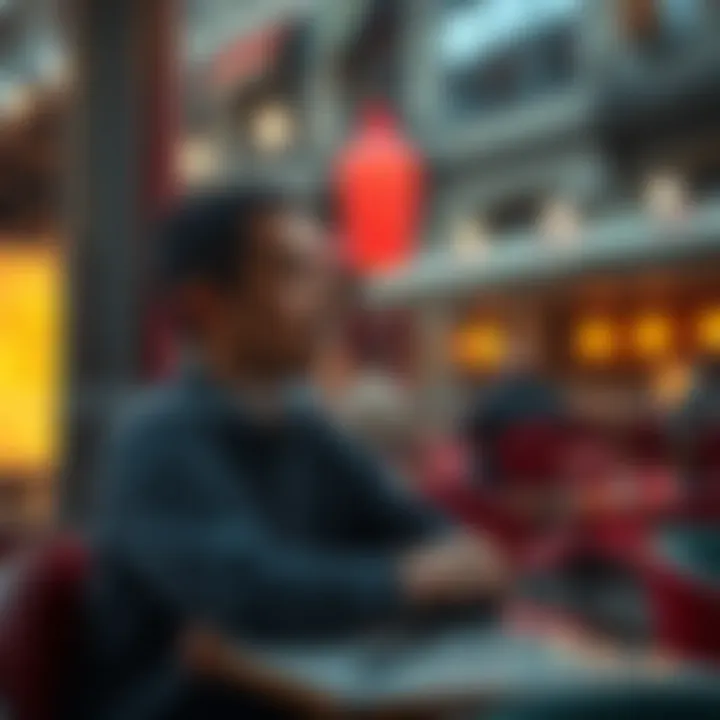 A person sitting in a cafe, looking out the window with a thoughtful expression, capturing the essence of everyday moments.