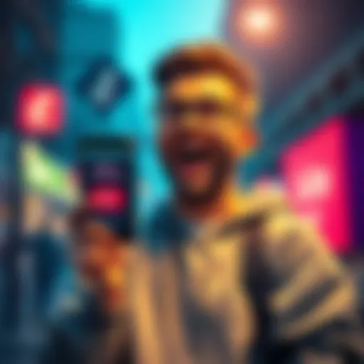 A person excitedly shares updates on their daily lottery attempts with a phone in hand, showing TikTok and YouTube logos in the background.