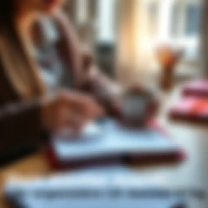 Daily Routine A person organizing their day with a planner and a cup of coffee