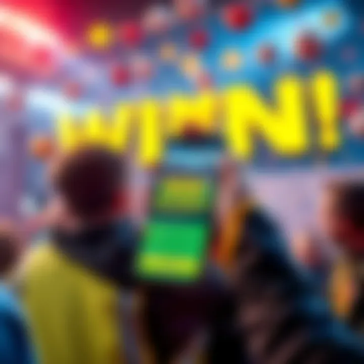 A person celebrating a win on PrizePicks, holding a smartphone with Mcmrey tips displayed, surrounded by sports-themed decorations.