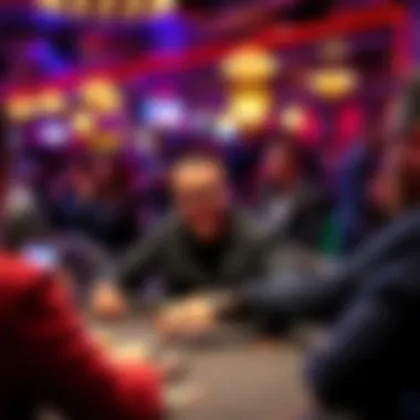 Poker champion Daniel Negreanu playing at the Hustler Casino Live event, surrounded by excited fans and players.