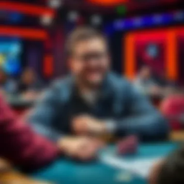 Daniel Negreanu sitting at a poker table, animatedly sharing a story about cheating in a tournament, with poker chips and cards in front of him.