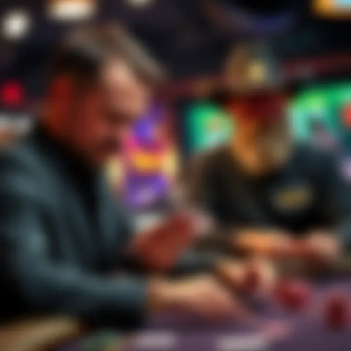 Daniel Negreanu focused at a poker table with cards in hand and Texas Mike observing