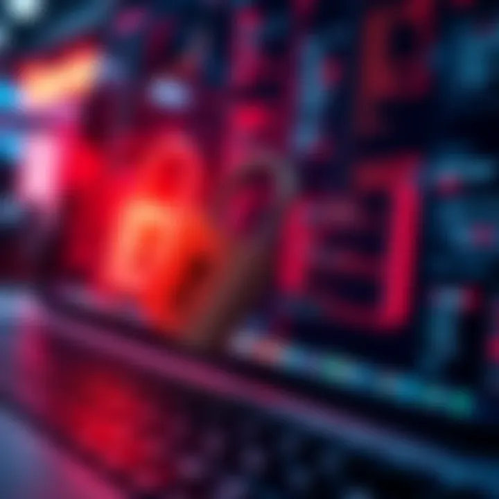 A graphic depicting hacking on online casino platforms like Stake and Bet365, showing digital locks and computer code.