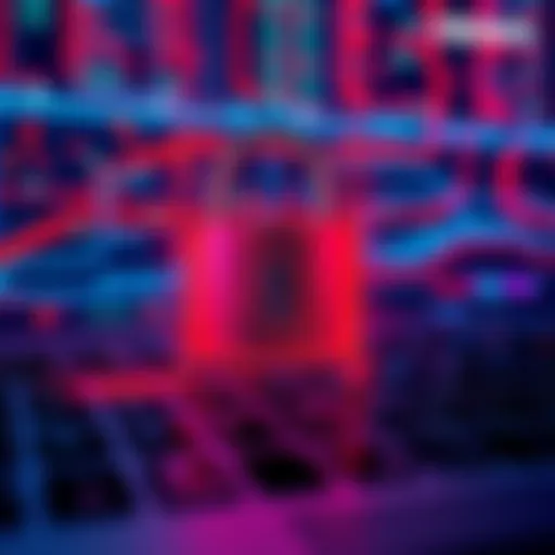 Illustration of a padlock on a computer screen symbolizing data encryption and security risks.