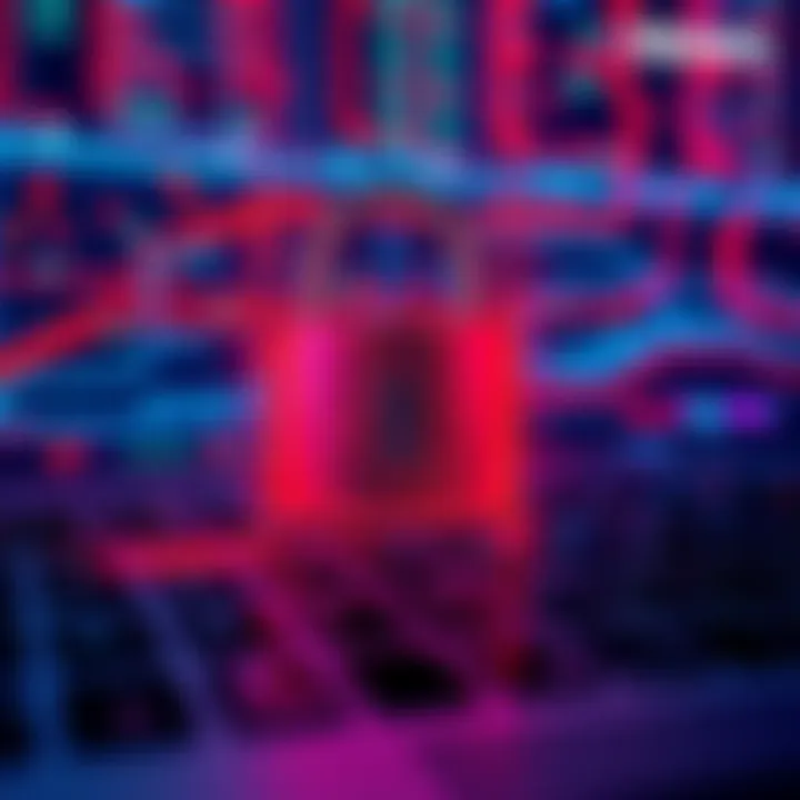 Illustration of a padlock on a computer screen symbolizing data encryption and security risks.