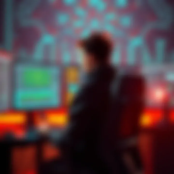 A person sitting at a computer using cybersecurity tools to protect personal data