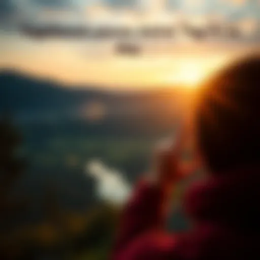 A person reflecting on experiences of the day in a serene outdoor setting