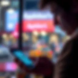 A worried person checks their bank account on a smartphone, noticing unauthorized charges from Applebee's in New York while living in Houston.