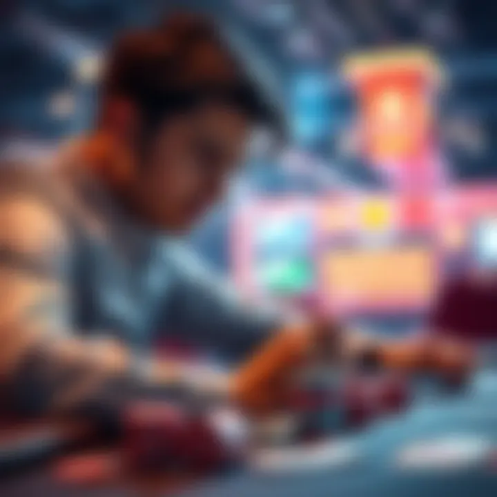 Deciding to Cash Out or Keep Playing A person contemplating whether to withdraw money or continue playing at a gaming table, looking at chips and cash.