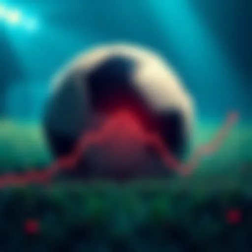 A chart showing a downward trend in sports betting interest, with a soccer ball in the background