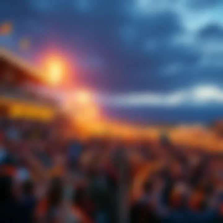 Crowd celebrating at Del Mar racetrack after a big win