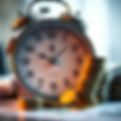 A close-up of a clock with a stack of bills and coins, symbolizing waiting for monthly payments.