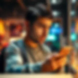 A frustrated person checking their phone for updates on a delayed order