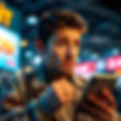 A person looking confused while checking their phone for updates on delayed payments for early winnings in a financial setting.
