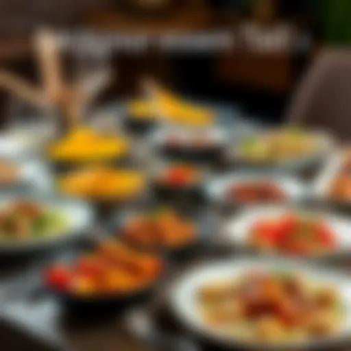 A table set with various colorful dishes showcasing new recipes, garnished and ready to serve.
