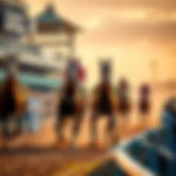 A racehorse named Ribbon competing in Race 9 at Del Mar, surrounded by other horses and a cheering crowd.