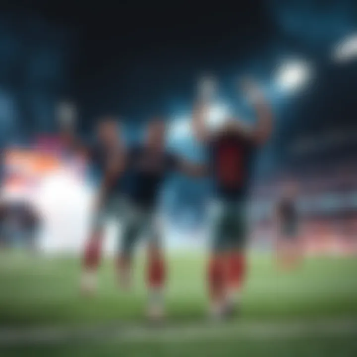 Players celebrating a thrilling last second victory during a football game